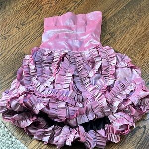 Purple Ruffled bubble Strapless Dress